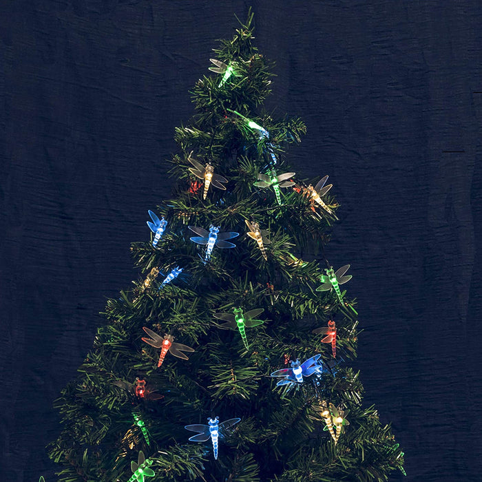 2 Pk Dragonfly Fairy String Lights 40 LED Solar Powered Party Garden Waterproof