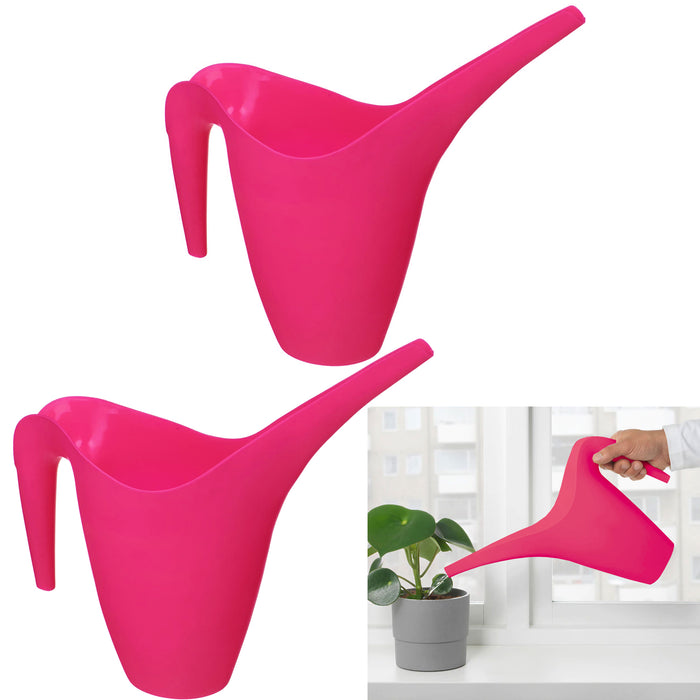 2 Pc Garden Flower Watering Can Jug Pitcher Hose Spout Plant Care Gardening 54oz