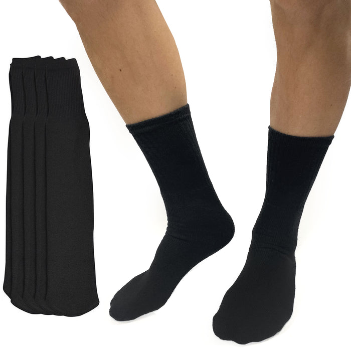 4 Pairs Men's Tube Socks Cotton Athletic Sports Long Casual Unisex Black 10-13