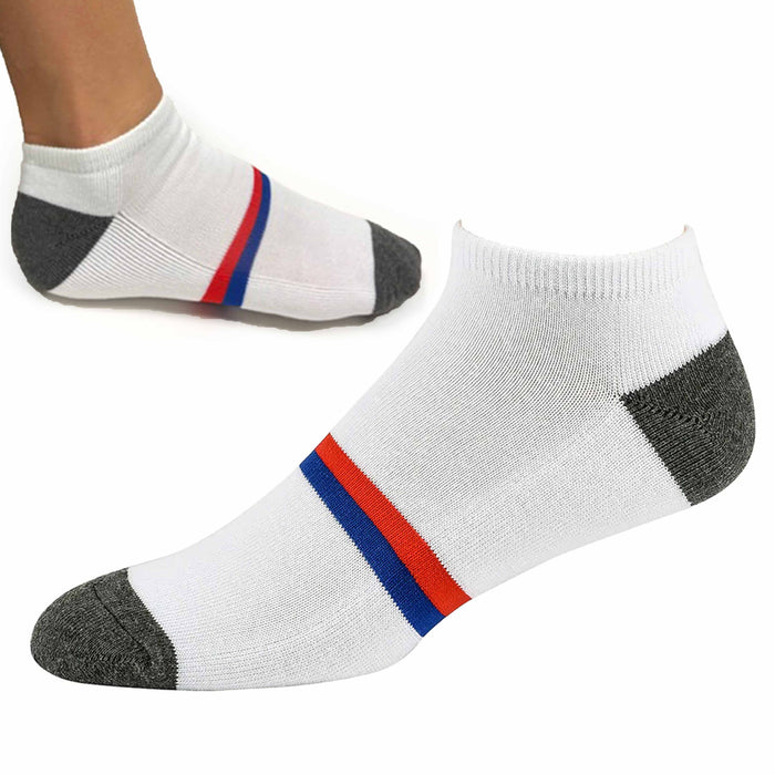 12 Pairs Men's Ankle Socks Cushioned No Show Low Cut Classic Sports White 10-13