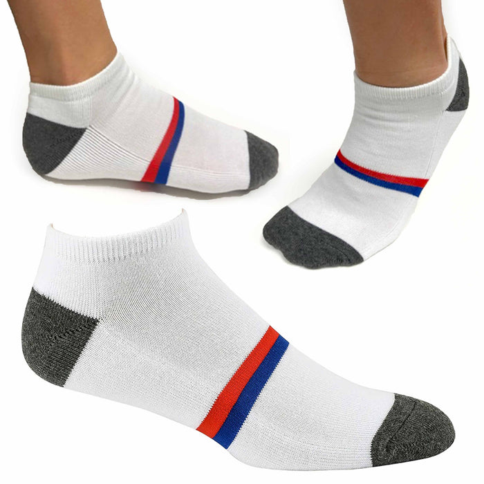 12 Pairs Men's Ankle Socks Cushioned No Show Low Cut Classic Sports White 10-13