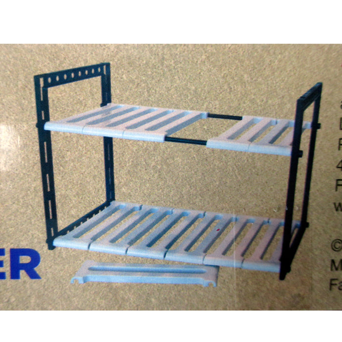 2 Tier Expandable Adjustable Under Sink Shelf Organizer Unit Kitchen Shelves New
