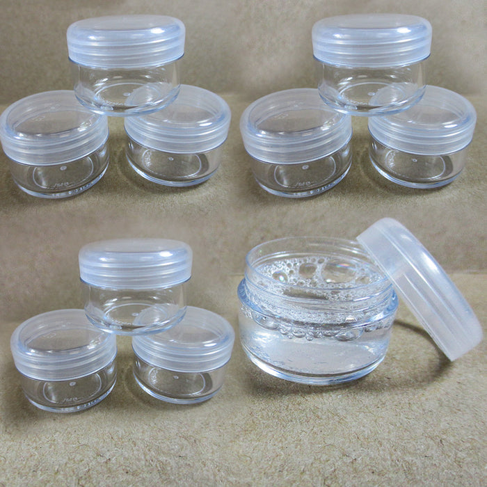 10 Empty Cosmetic Container 8gr Plastic Sample Clear Makeup Face Cream Jar Small