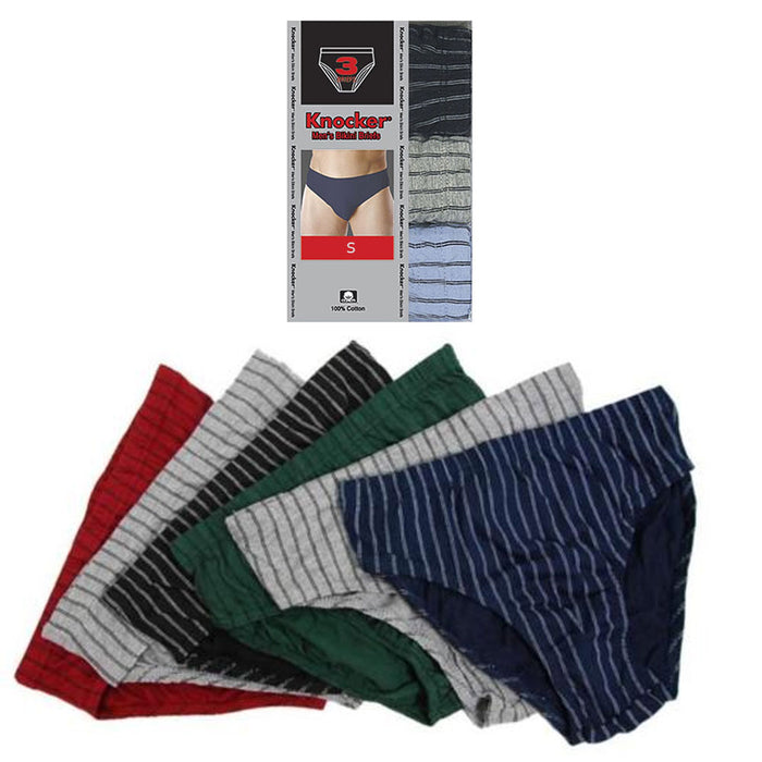 3 Pack Mens Bikinis Briefs Underwear 100% Cotton Lined Knocker Size Small 28-30