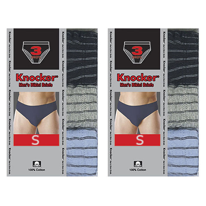 6 Pack Mens Bikinis Briefs Underwear 100% Cotton Lined Knocker Size Small 28-30