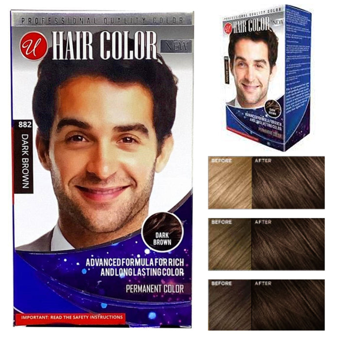 2 X Men Mustache Beard Hair Dye Dark Brown Color Long Lasting Permanent Coloring
