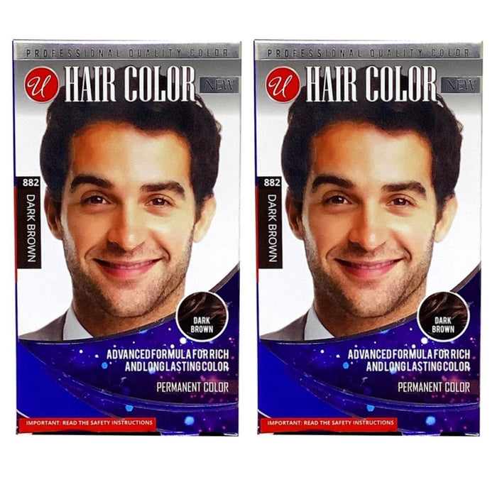 2 X Men Mustache Beard Hair Dye Dark Brown Color Long Lasting Permanent Coloring