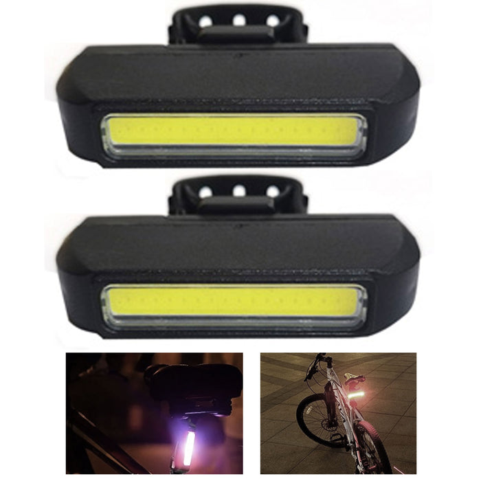 2 Pc Bright Bike LED Light Tail Headlight Bicycle Rear Cycling Flashlight 2xAAA