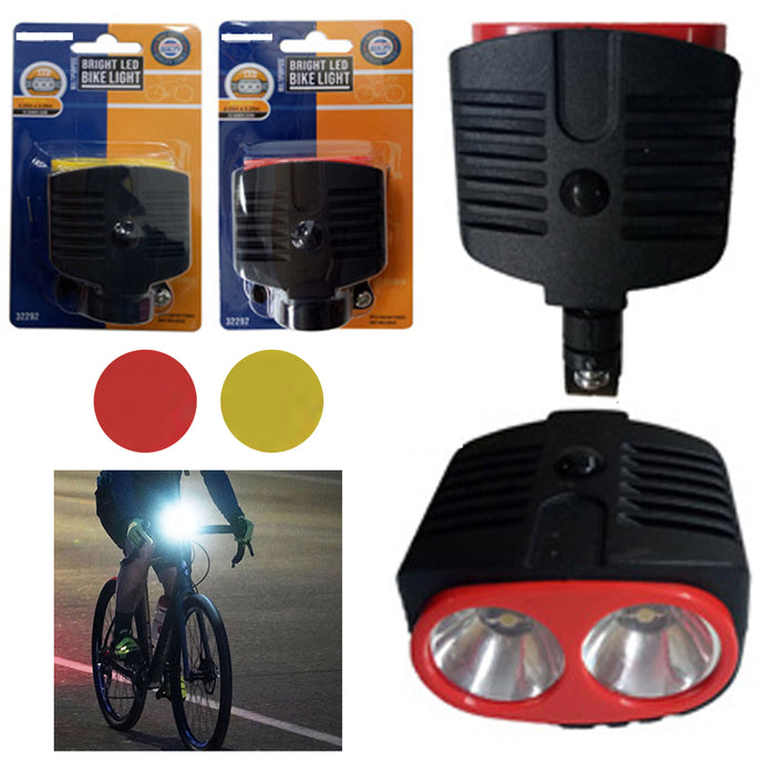 2 Pc Extra Bright LED Dual Bicycle Headlight Bike Light Flashlight Rear Cycling