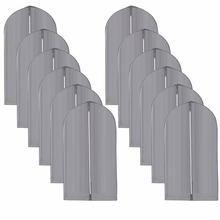 12 Pc 36" Grey Garment Bags Suit Bag Travel Cover Clothing Storage Dresses