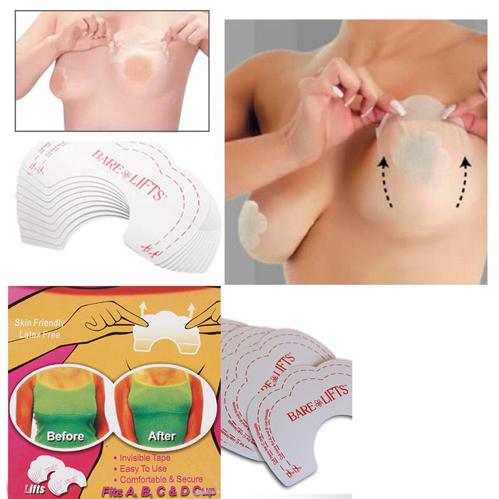 100 Pc Strapless Bra Instant Breast Lift Adhesive Tape Support Invisible Shaper