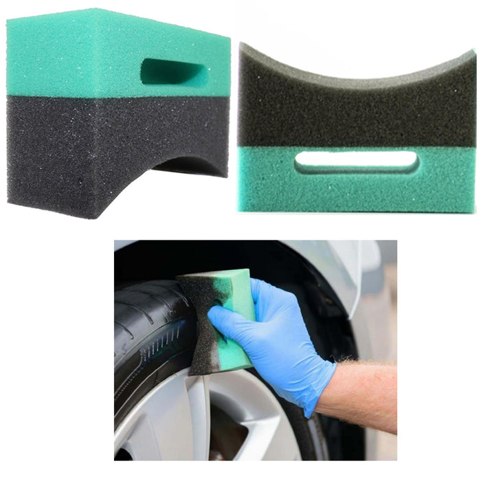 6 Pc Tire Dressing Applicator Pads Handle Car Detail Contour Sponge Shine Wheel