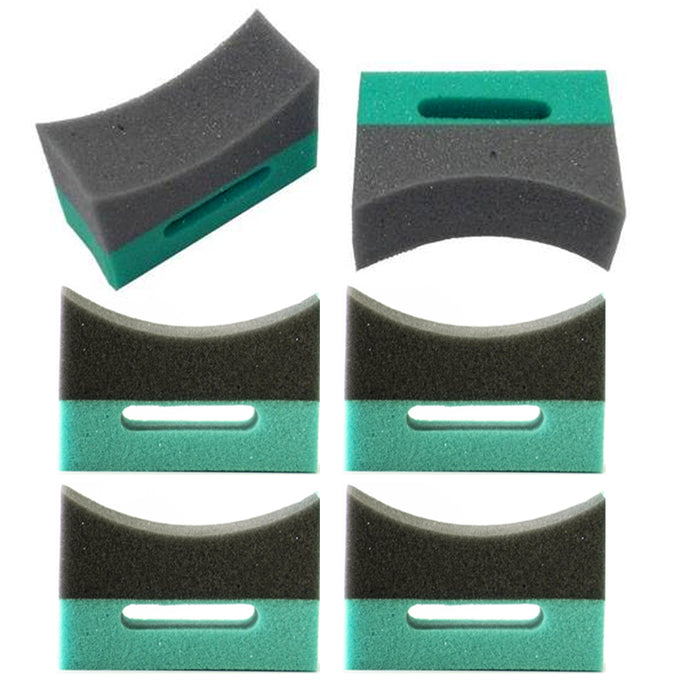 6 Pc Tire Dressing Applicator Pads Handle Car Detail Contour Sponge Shine Wheel