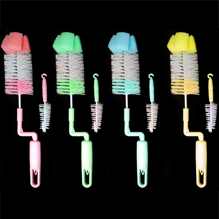 2PC Flexible Bottle Scrubber Cleaning Scrubbing Brush Glass Cup Washing Kitchen