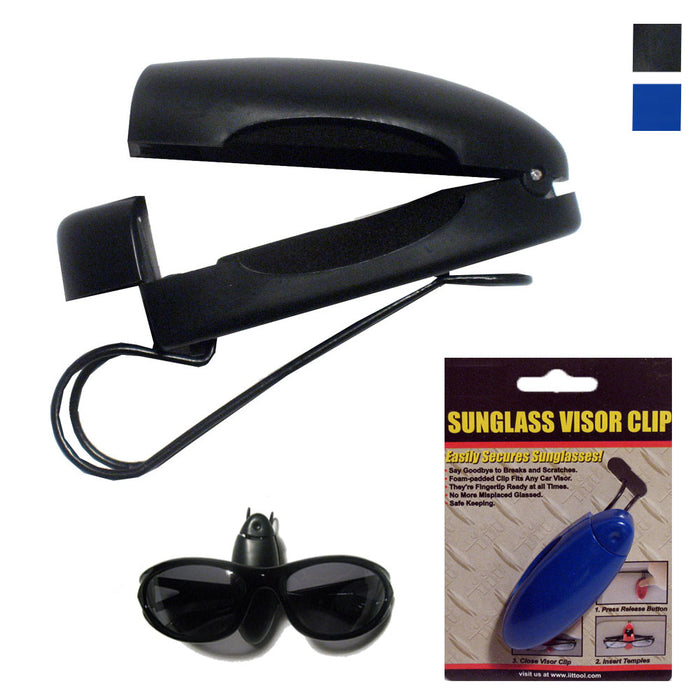 Car Sunglass Visor Clip Sunglasses Eyeglass Auto Holder Plastic Black Blue New