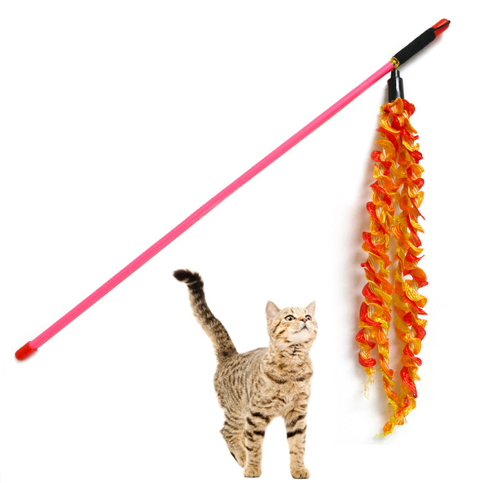 2pc Cat Kitten Pet Wand Teaser Toy Catcher Stick Interactive Play Chase Colorful