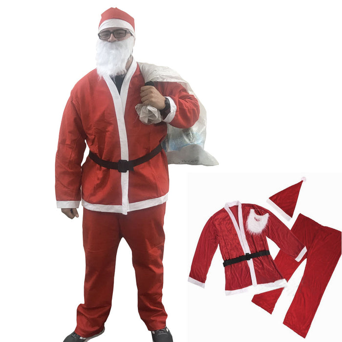 Santa Claus Santa Suit Costume Jacket Pants Belt Hat Beard One Size Fits Most