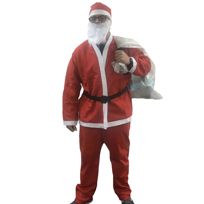 Santa Claus Santa Suit Costume Jacket Pants Belt Hat Beard One Size Fits Most