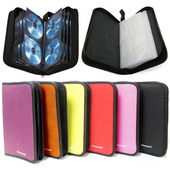 2 x Portable CD DVD Case 64 Disc Holder Storage Wallet Organizer Book Media Bag
