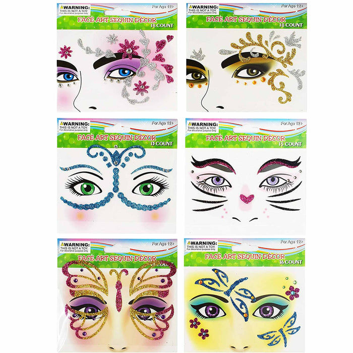 10 Packs Eye Jewel Face Paint Gems Adhesive Glitter Tattoo Sticker Party Make Up