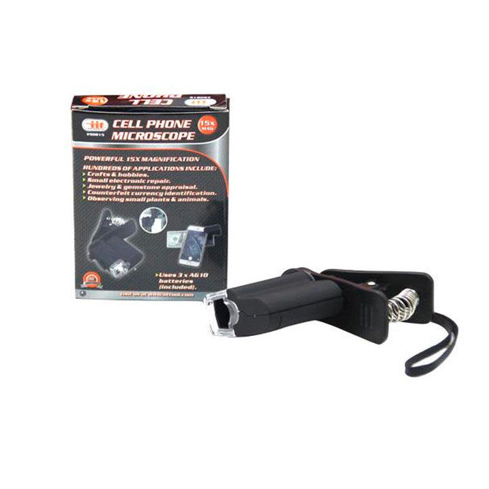 Clip-On Microscope Magnifier Lens with LED Lights Jeweler Loupe 15x Zoom Clamp