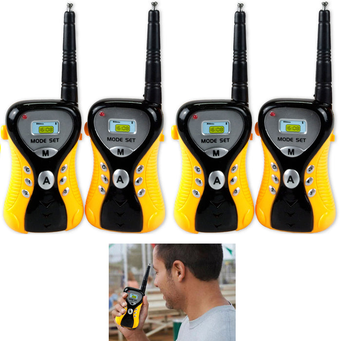 4 Pc Walkie Talkie Two Way Radio Set 100 Yard Range Battery Powered Portable