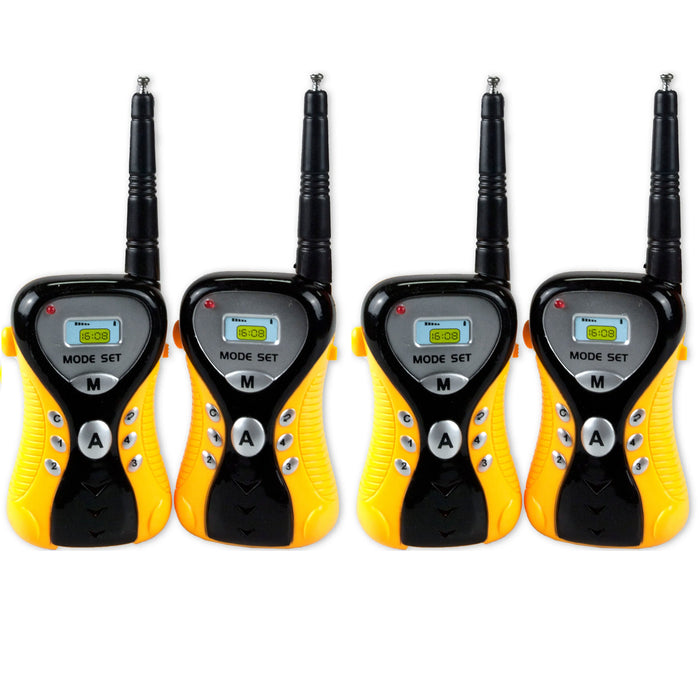 4 Pc Walkie Talkie Two Way Radio Set 100 Yard Range Battery Powered Portable