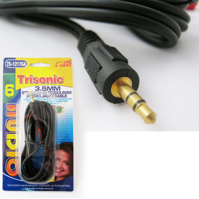 Double Earphone Dual Headphone Y Splitter Cable Cord Adapter Jack Plug 3.5mm 6ft