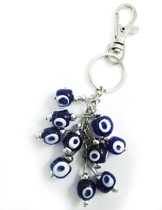 2 Evil Eye Key Ring Blue Lucky Hamsa Bead Keychain Blessing Protection Religious
