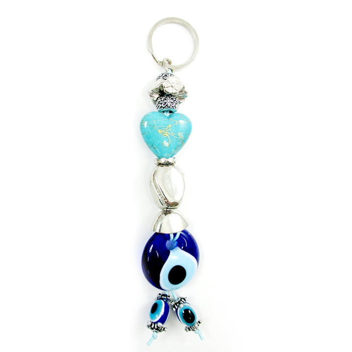 2 Evil Eye Heart Love Keychain Feng Shui Valentine Good Lucky Charm Suerte Gift