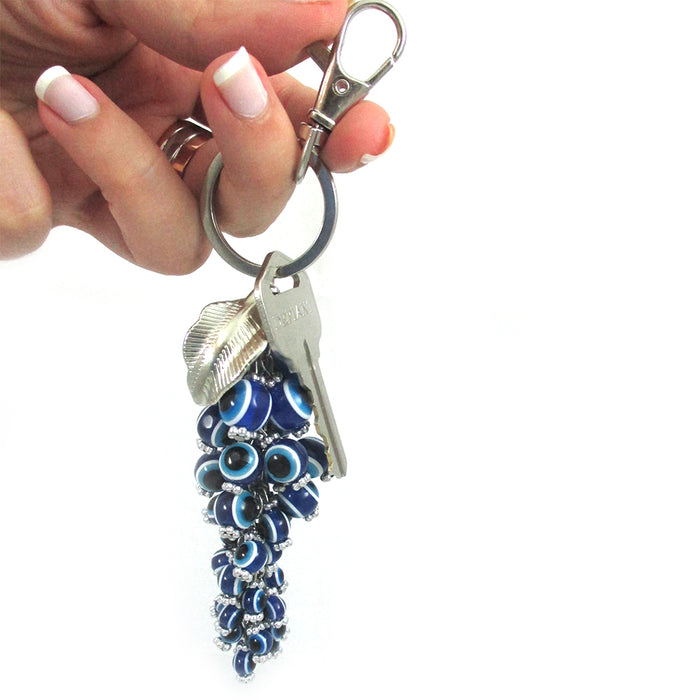 1 Greek Turkish Blue Bead Evil Eye Hamsa Keychain Amulet Pendant Good Luck Charm