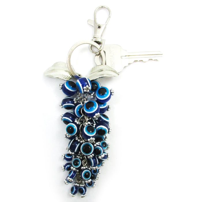 1 Greek Turkish Blue Bead Evil Eye Hamsa Keychain Amulet Pendant Good Luck Charm