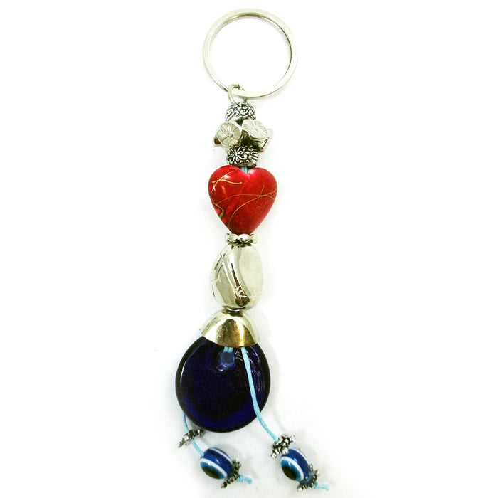 2 Evil Eye Heart Love Keychain Feng Shui Valentine Good Lucky Charm Suerte Gift