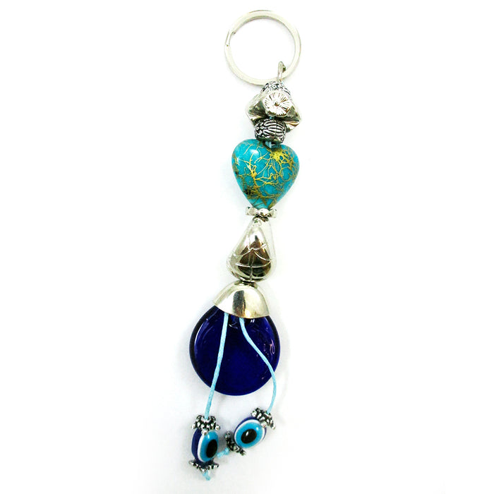 2 Evil Eye Heart Love Keychain Feng Shui Valentine Good Lucky Charm Suerte Gift