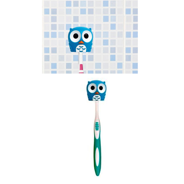 Kikkerland Toothbrush Cover Holder Case Toiletry Cute Owl Kid Bathroom Suction