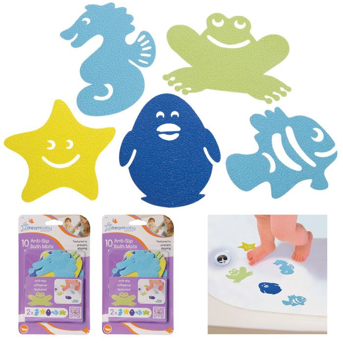 20 Pc Shower Mat Tub Sticker Anti-Slip Baby Bath Textured Animal Pads Non Skid