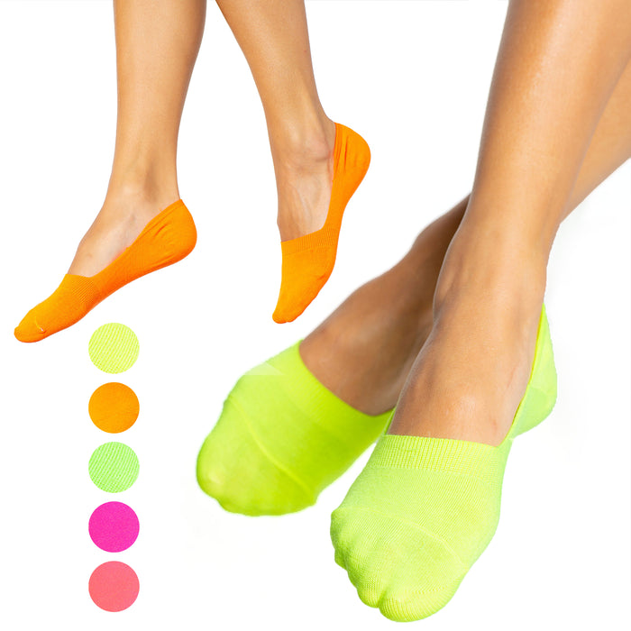 12 Pairs Womens Foot Covers No Show Socks Boat Loafer Low Cut Liners Neon 9-11