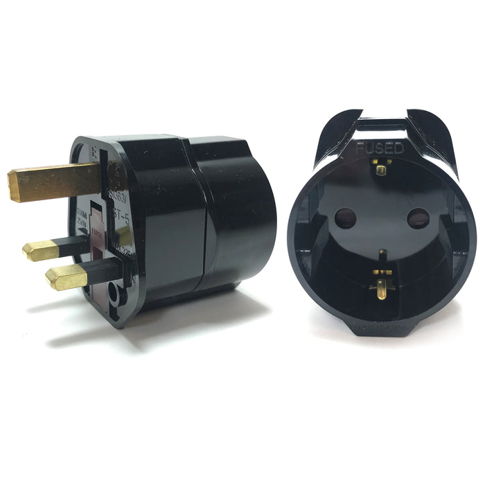 1 Schuko Plug Connector European Grounded Converter Euro EU 2 Pin UK 3 Adapter