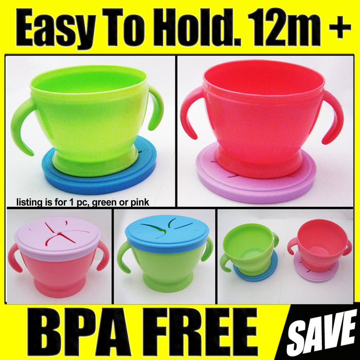 Baby Toddler Feeding Bowl Food Container Snack Keeper Pod Traveling Cup Handles