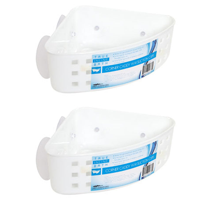 2 Pc Bathroom Shower Caddy Shelf Corner Bath Wall Mount Rack Holder Organizer