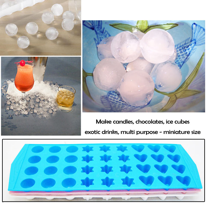 Lot 3 Mini Ice Cube Trays Makes 108 Home Bar Drinks Jelly Cubette Candy Mold Fun