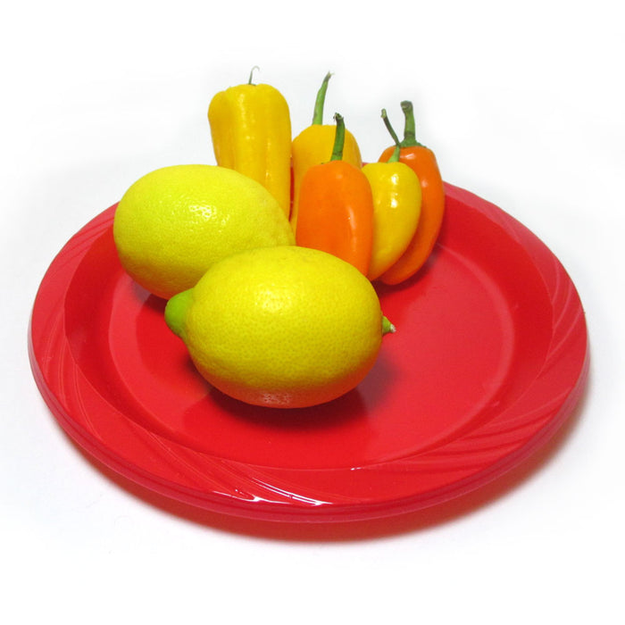 10 Red Plastic Plates Disposable Wedding Birthday Party Bbq Tableware 9 Dessert