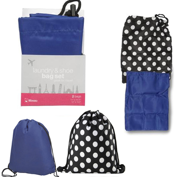 2 X Multipurpose Drawstring Laundry Shoe Bag Storage Wash Clothes Travel Tote