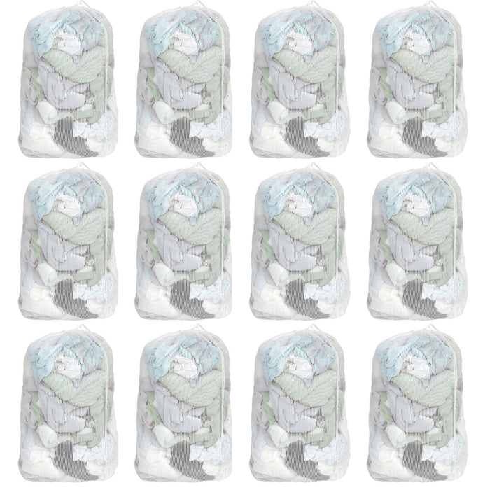 12X Drawstring Mesh Laundry Bag Storage Wash Clothes Hamper Heavy Duty 12" X 14"