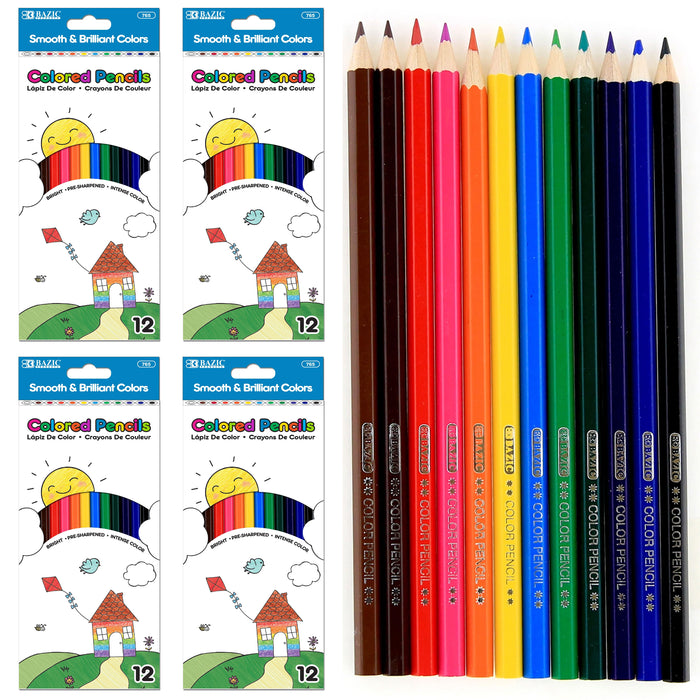 48 Bulk Colored Pencils Drawing Sketching Kids Coloring Art Gift School Supplies