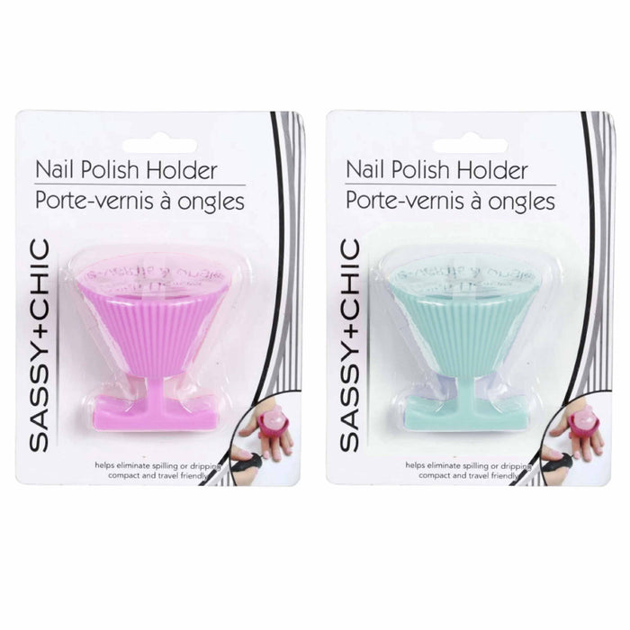 2 X Nail Art Polish Varnish Bottle Silicone Holder Ring Polishing Manicure Nails