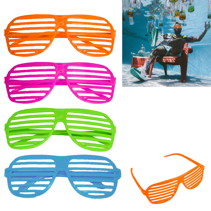 4 Pack Novelty Place Neon Color Party Shutter Glasses Slotted Shading Sunglasses