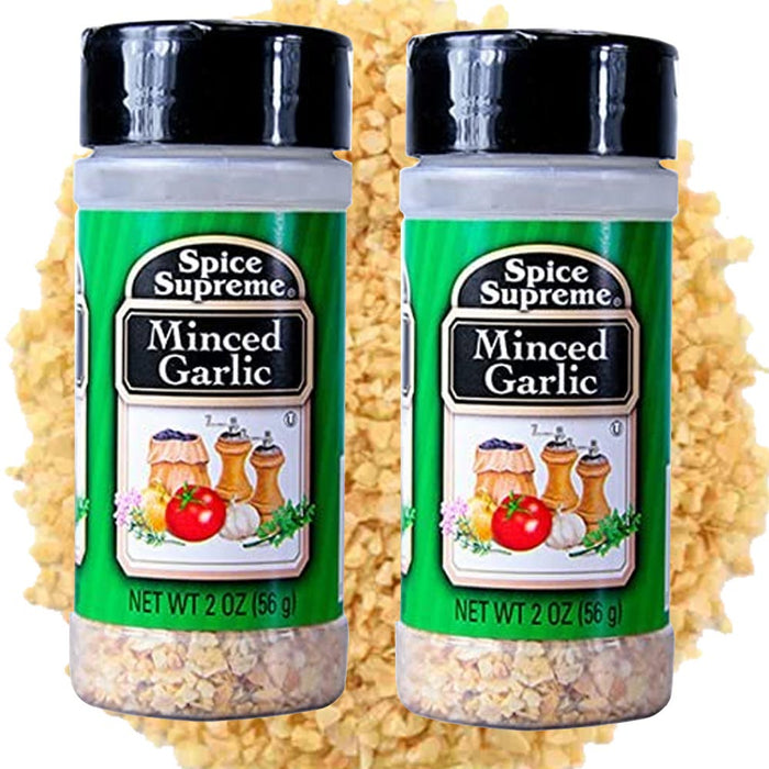 2PC Spice Supreme Minced Dried Garlic Seasoning 2Oz Jar Cooking Meat Veggies USA