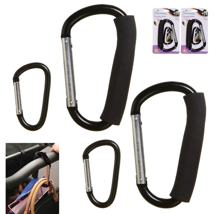 4 PC Baby Stroller Hooks Wheelchair Pram Carriage Bag Hanger Clips Accessories