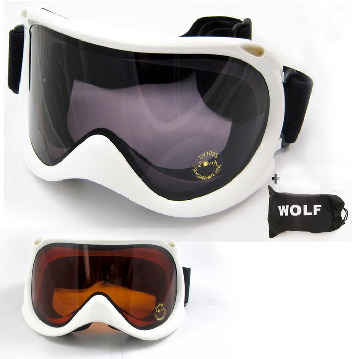 White Ski Snowboard Snowmobile Glasses Snow Ski Goggles Sport Eyewear Unisex